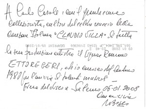 Dedica di Antonio Bosco a Carlo Casale Dedica di Antonio Bosco a Carlo Casale