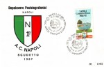 Annullo ufficiale del francobollo emesso per il 1° scudetto del Napoli