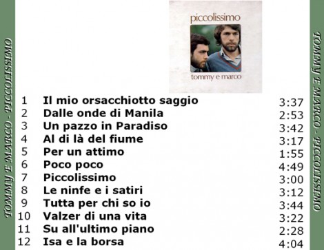 I 12 titoli contenuti nell'album Piccolissimo.