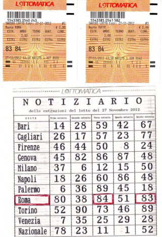 L'estrazione del 27/11/2012 e i biglietti vincenti.