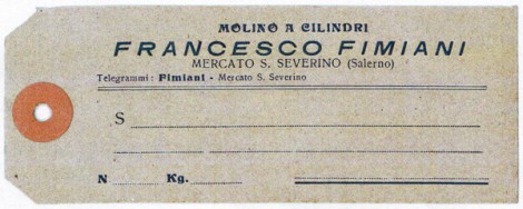 Etichetta allegata ai sacchi di farina macinata.