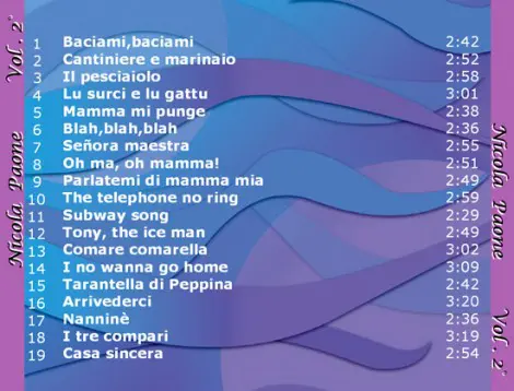 I titoli inclusi nella seconda raccolta di Nicola Paone