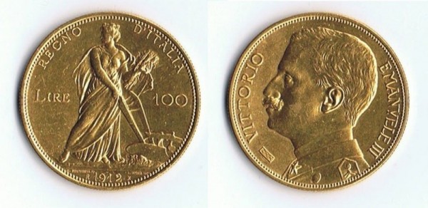 100 LIRE ORO 1912 ARATRICE VITTORIO EMANUELE III RARA2