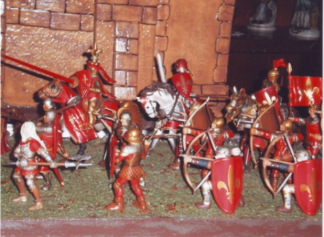 Diorama raffigurante soldatini d'epoca.