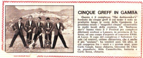The Ambassadors dalla rivista "Tuttamusica" del 1965.