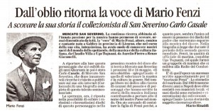 Articolo su Mario Fenzi apparso su "La Città" a firma di Mario Rinaldi