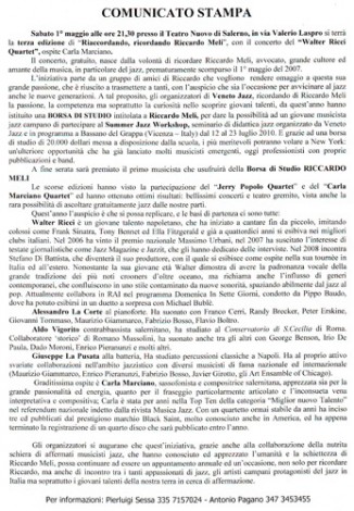 Comunicato stampa per una borsa di studio "Riccardo Meli"