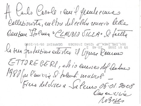 Dedica di Antonio Bosco a Carlo Casale