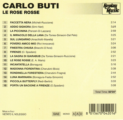Le canzoni contenute nel 2° CD di Carlo Buti (Replay)