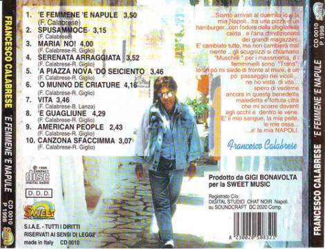 Le 10 canzoni contenute nel CD " 'E femmene 'e Napule"