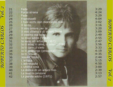 2° elenco di canzoni, cantate da Roberto Carlos in italiano