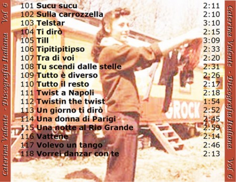 6° elenco di canzoni cantate da Caterina Valente
