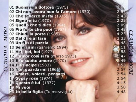 1° elenco di canzoni incise da Claudia Mori