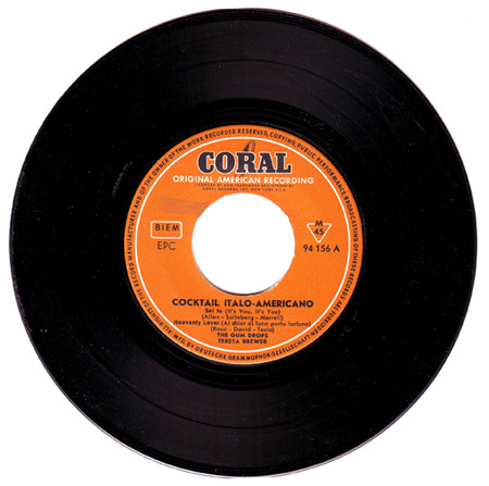 Facciata A del disco Coral "Cocktail Italo-Americano"