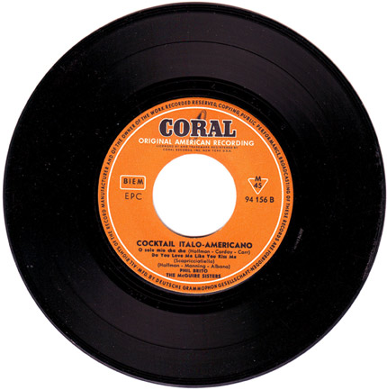 Facciata B del disco Coral "Cocktail Italo-Americano"