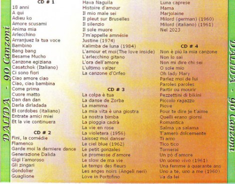 L'elenco delle 90 canzoni in italiano di Dalida