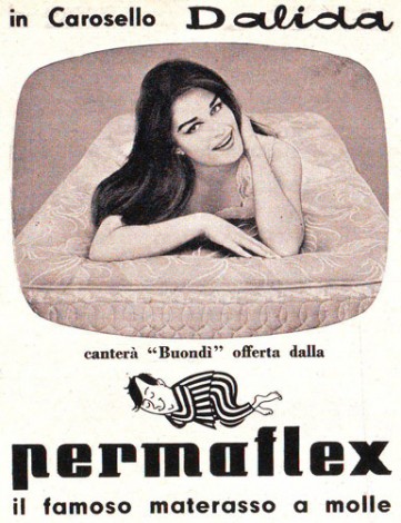 Dalida canta in Carosello, uno spot per un famoso materasso a molle.
