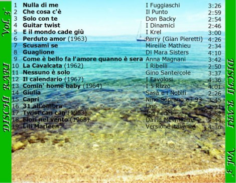 I titoli dei dischi rari inseriti nella compilation "personale"