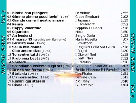 Le canzoni rare inserite nella quinta raccolta.