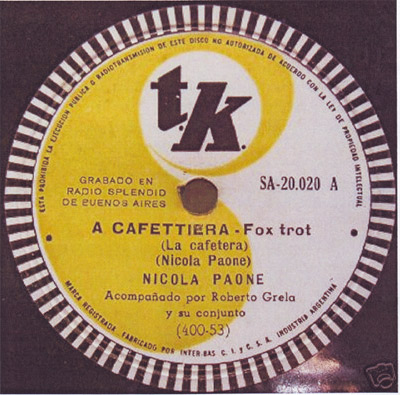 78 giri "La cafettera" di Nicola Paone