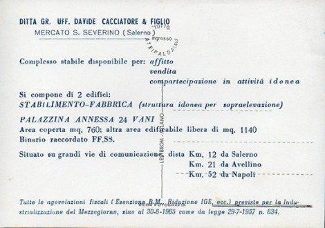 Proposta di affitto e vendita della Ditta Cacciatore