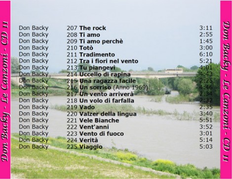 11° elenco di un CD virtuale (inesistente) di Don Backy