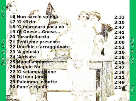 Secondo elenco di canzoni dei "Figli di Ciro"
