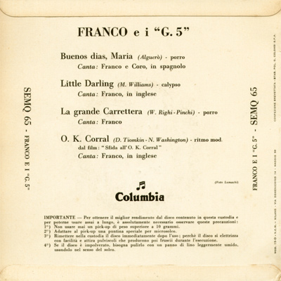 Franco e i G5, back EP N.11