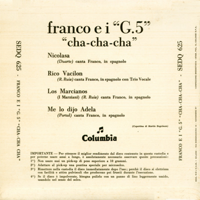 Franco e i G5, back N°3