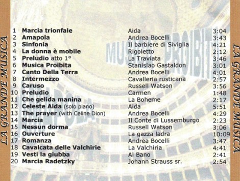 Brani di Grande Musica, selezionati per una "virtuale" compilation