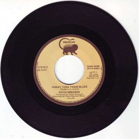 45 giri di Keith Emerson "Honky Tonk Train Blues"