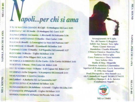 18 brani napoletani deliziati dal Sax di Tony Iglio
