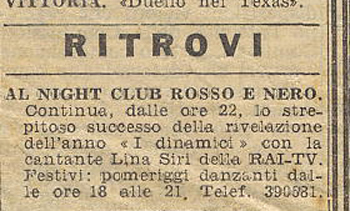 1963/64 "I Dinamici" si esibiscono al night club "Rosso e nero"