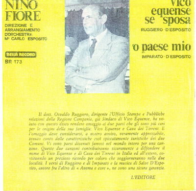 Nino Fiore interprete delle canzoni scritte da Antonio Imparato.