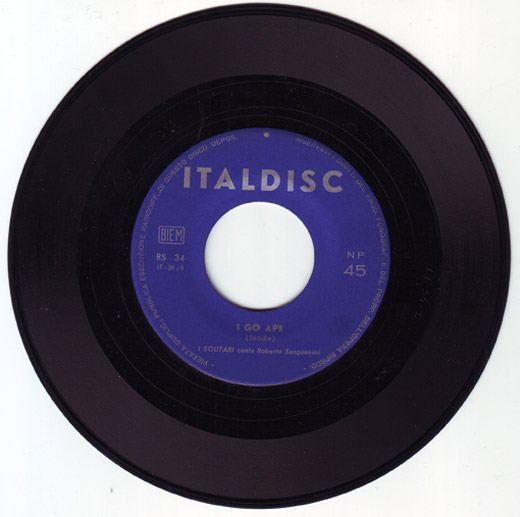 45 giri Italdisc dei "Solitari" con Roberto Sanguanini