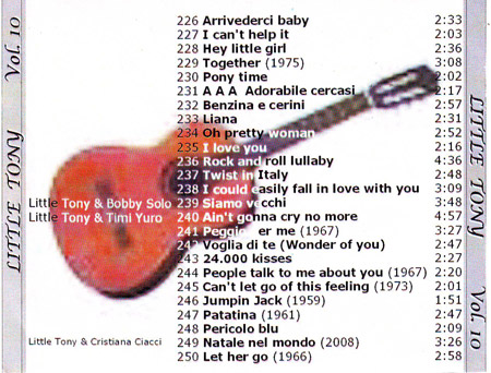 Le 25 canzoni di Little Tony incluse nella 10^ parte.