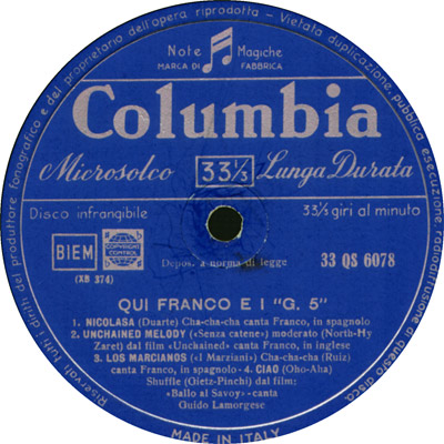 LP "Qui Franco e i G 5", centrale.