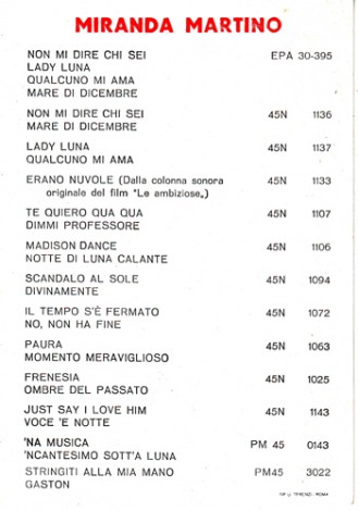 Primi dischi incisi da Miranda Martino con la RCA