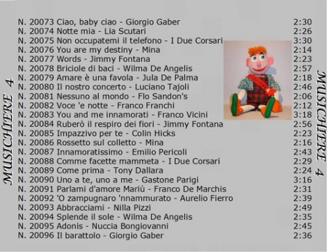 Le canzoni incluse nel 4° CD