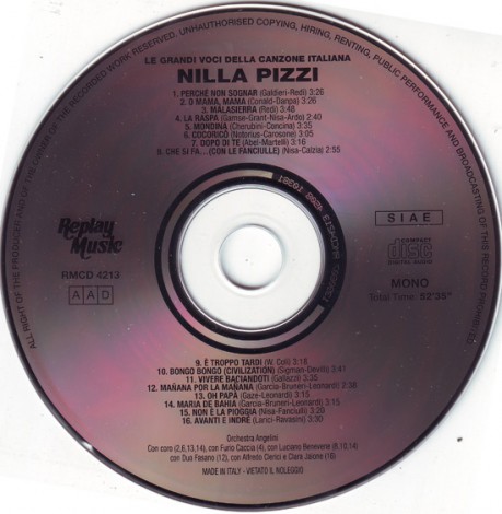 CD di Nilla Pizzi pubblicato dalla Replay Music