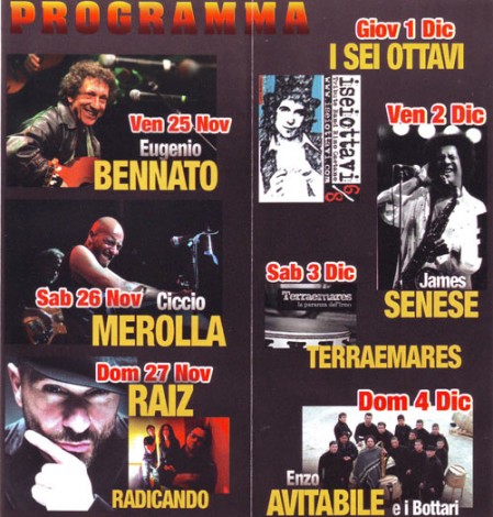 Gli artisti che si alterneranno al November Fest