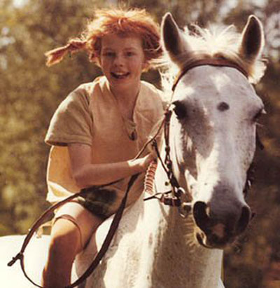 Pippi Calzelunghe in groppa a "Zietto"