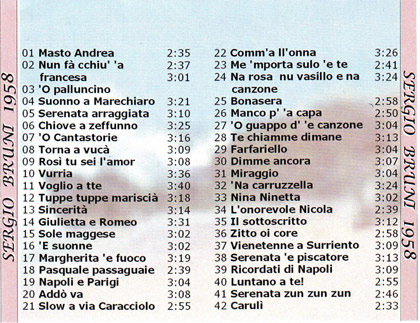 Elenco di canzoni incise da Sergio Bruni nel 1958