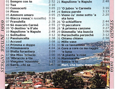 Elenco di canzoni incise da Sergio Bruni su 78 giri.