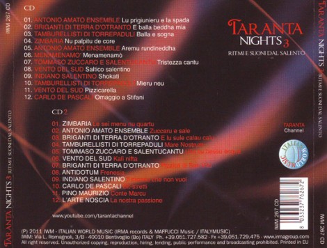 I brani contenuti del doppio CD "Taranta Nights 3"
