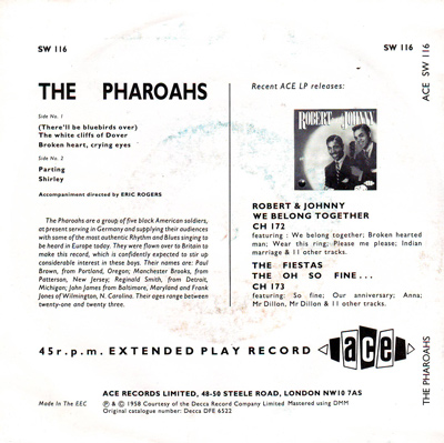 "The Pharoahs" Extended Play Record del 1958 disco Mono.