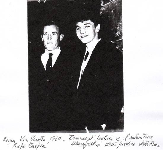 Manfredini (piedone) della Roma con Tonino d'Ischia, 1960.