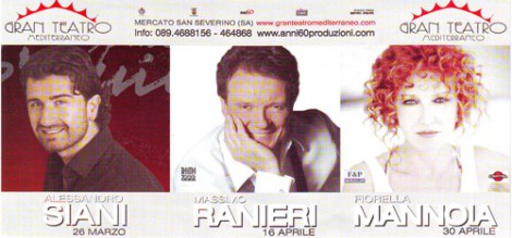 Siani, Ranieri, Mannoia, protagonisti al "Gran Teatro" Mediterraneo