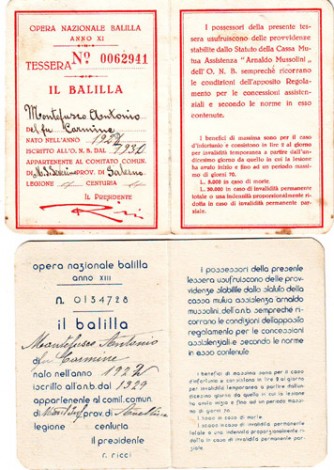 Tessere dell'Opera Nazionale Balilla